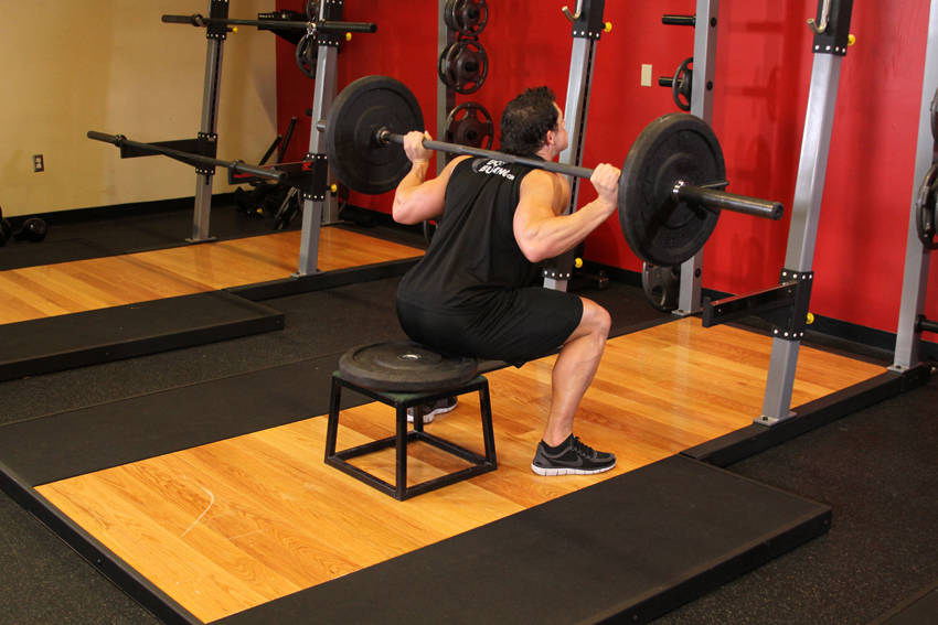 Barbell Squat To A Bench variant 2
