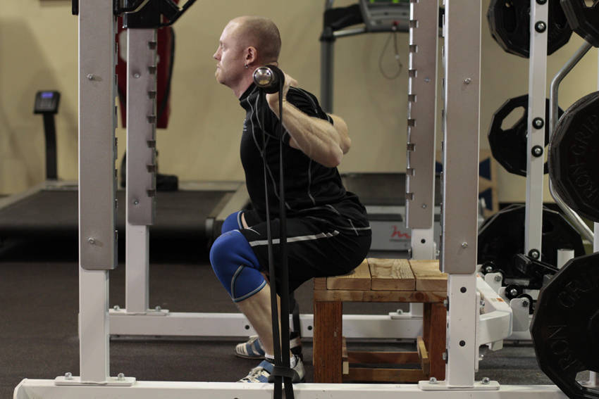 Box Squat with Bands variant 2