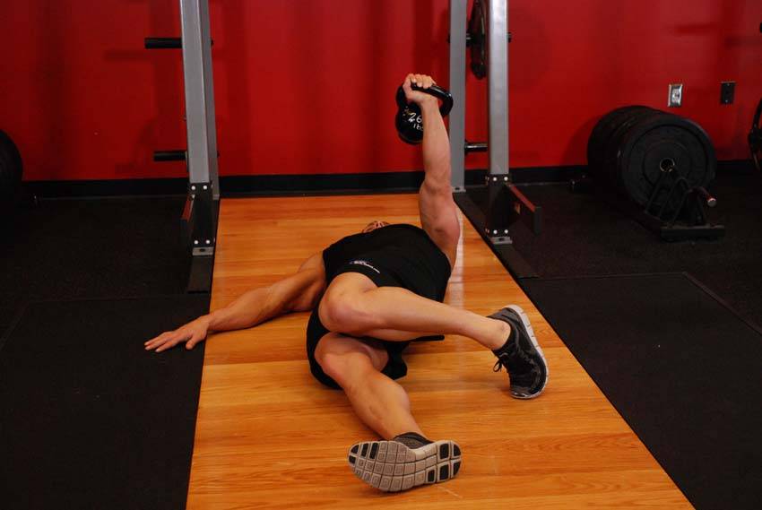 Extended Range One-Arm Kettlebell Floor Press variant 2