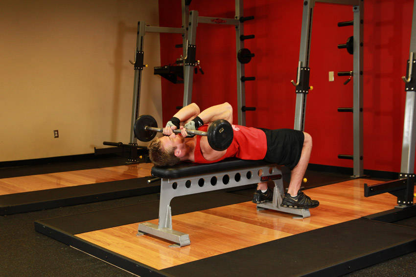 Lying Close-Grip Barbell Triceps Press To Chin variant 2