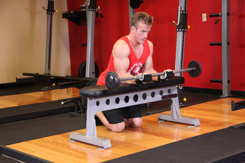 Palms-Up Barbell Wrist Curl Over A Bench variant 2