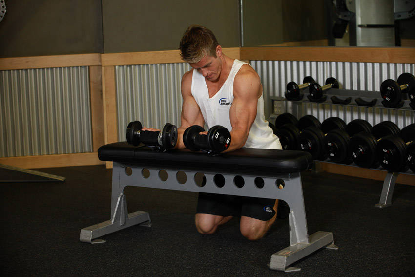 Palms-Up Dumbbell Wrist Curl Over A Bench variant 2