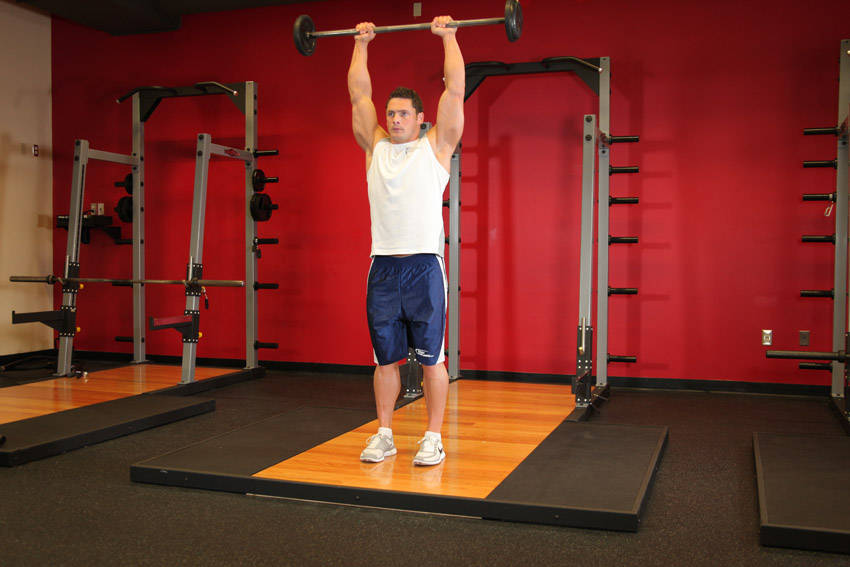 Standing Front Barbell Raise Over Head variant 2
