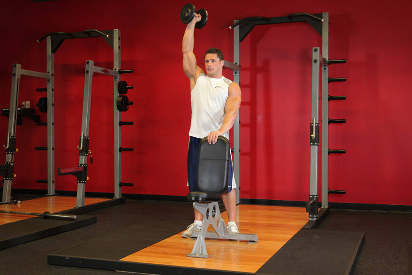 Standing Palm-In One-Arm Dumbbell Press variant 2