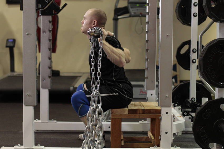 Box Squat with Chains variant 2