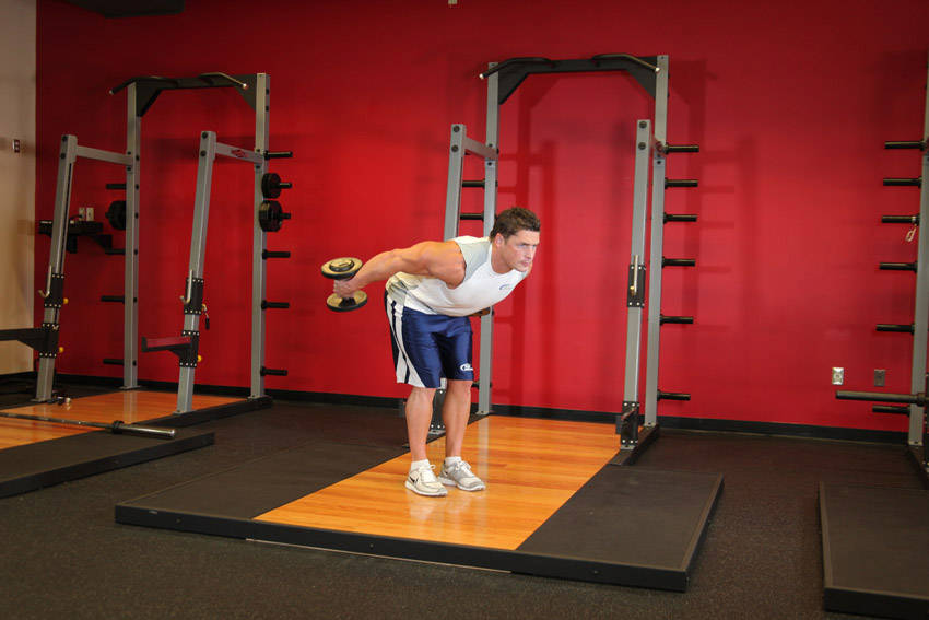 Standing Bent-Over Two-Arm Dumbbell Triceps Extension variant 2